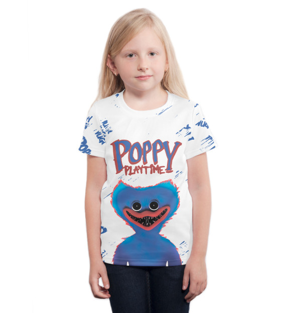 Футболка для девочек с изображением Poppy Playtime цвета Белый