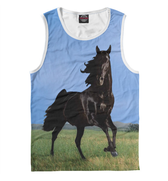 Майка для мальчика с притом Конь цвета Белый Майка для мальчика с изображением Конь цвета Белый