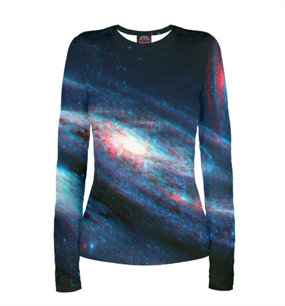 Женский лонгслив с изображением Галактика цвета Белый