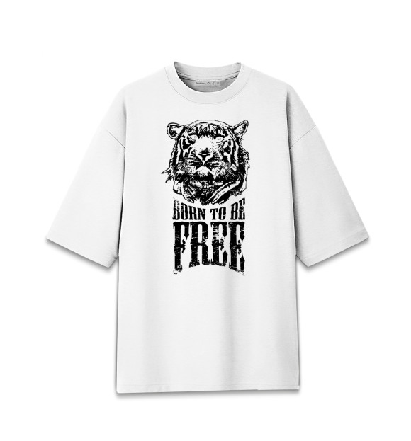 Женская футболка оверсайз с изображением Тигры цвета Белый