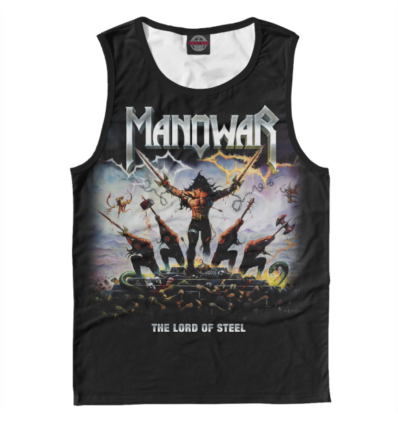 Майка для мальчика с притом Manowar цвета Белый Майка для мальчика с изображением Manowar цвета Белый