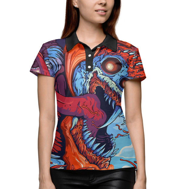 Женское поло с притом CS GO-скоростной зверь цвета Белый Женское поло с изображением CS GO-скоростной зверь цвета Белый