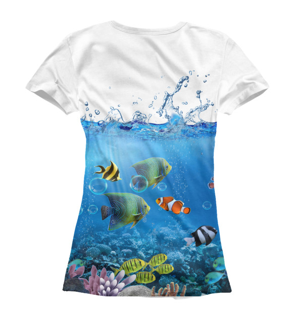 Женская футболка с изображением Подводный мир цвета Белый
