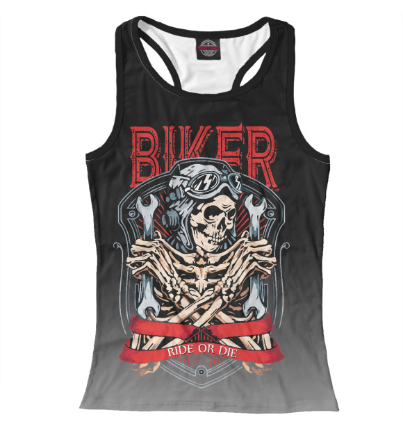 Женская майка-борцовка с изображением Biker цвета Белый