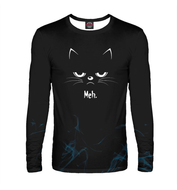 Мужской лонгслив с изображением Sarcastic Angry Cat MEH цвета Белый