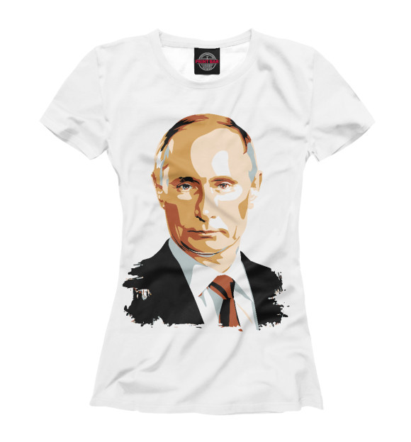 Женская футболка с изображением Путин цвета Белый