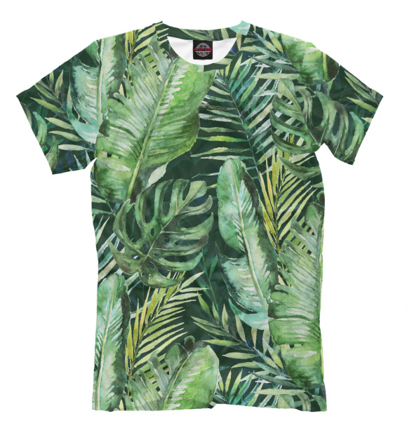 Мужская футболка с изображением Тропические пальмы цвета Белый