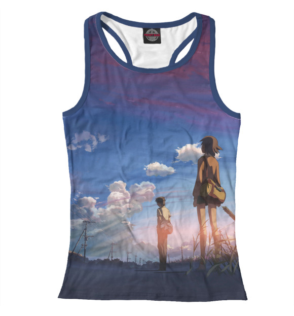 Женская майка-борцовка с изображением 5 сантиметров в секунду цвета Белый