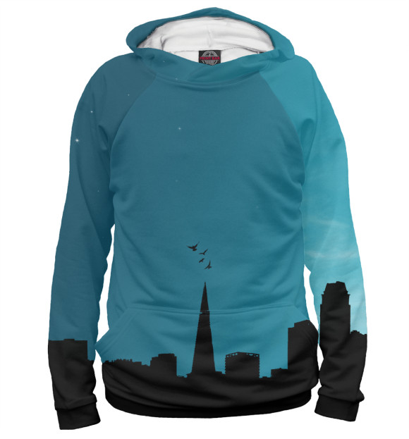 Женское худи с изображением Ночной город цвета Белый