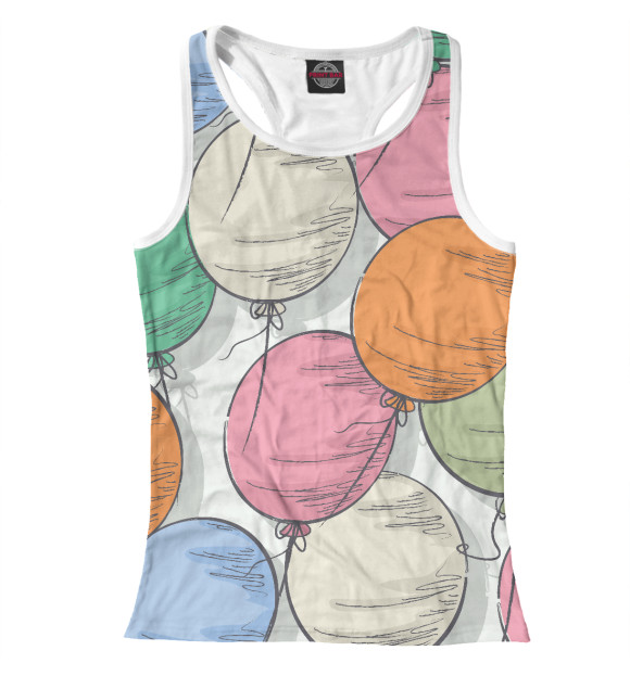 Женская майка-борцовка с изображением Воздушные шарики цвета Белый