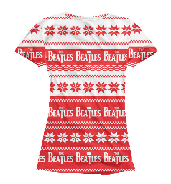 Женская футболка с притом The Beatles цвета Белый Женская футболка с изображением The Beatles цвета Белый