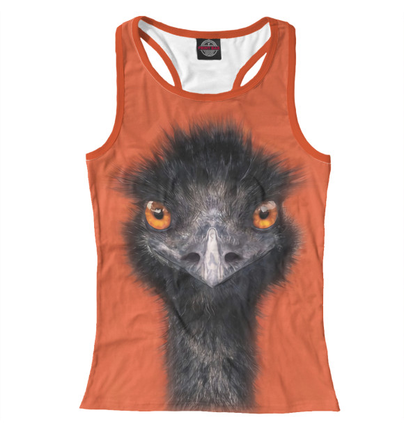 Женская майка-борцовка с изображением Страус цвета Белый