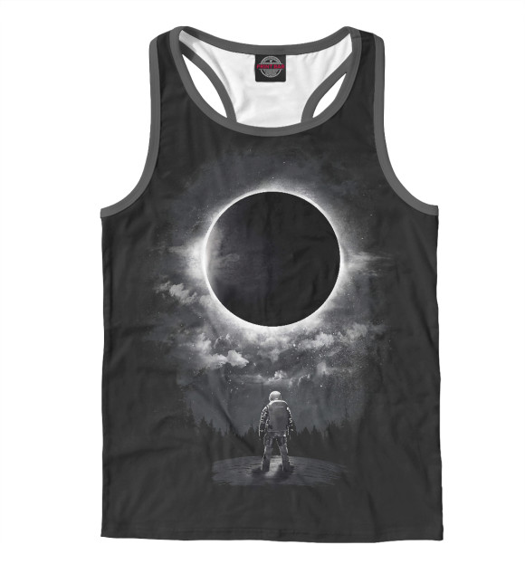 Мужская майка-борцовка с изображением Солнечное затмение цвета Белый