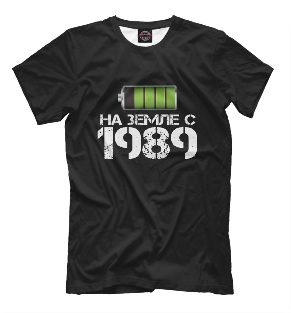 Мужская футболка с изображением На земле с 1989 цвета Черный