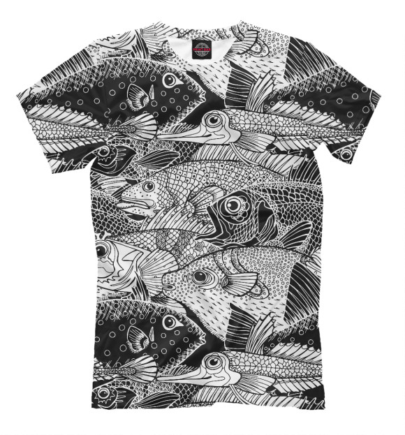 Мужская футболка с изображением Рыбы цвета Серый