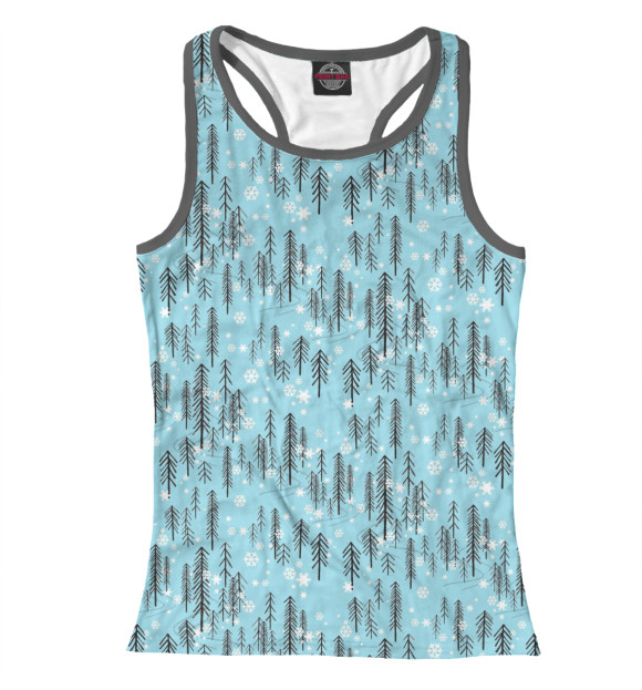 Женская майка-борцовка с изображением Елочки и снежинки цвета Белый