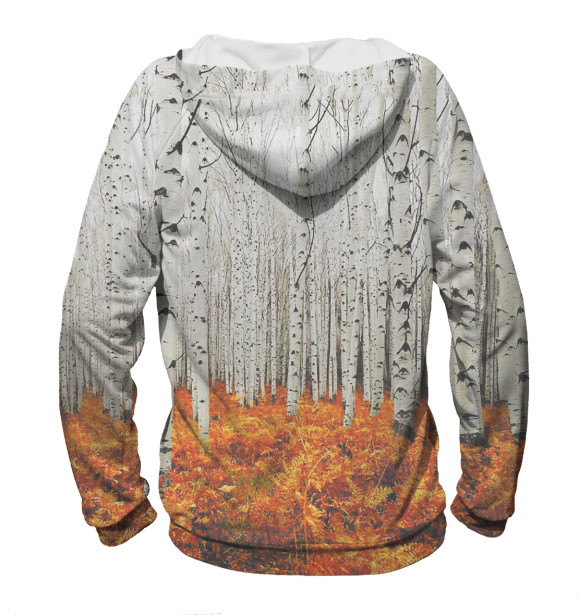 Мужское худи с притом Березовая роща цвета Белый Мужское худи с изображением Березовая роща цвета Белый