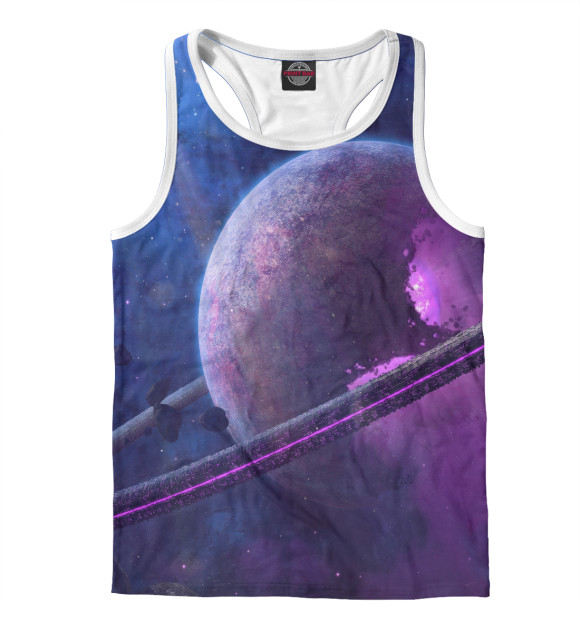 Мужская майка-борцовка с изображением САТУРН цвета Белый