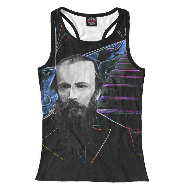 Женская майка-борцовка с изображением Достоевский цвета Белый