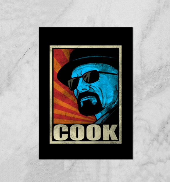 Плакат с изображением Cook цвета Белый