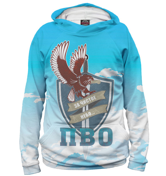 Мужское худи с изображением ПВО цвета Белый