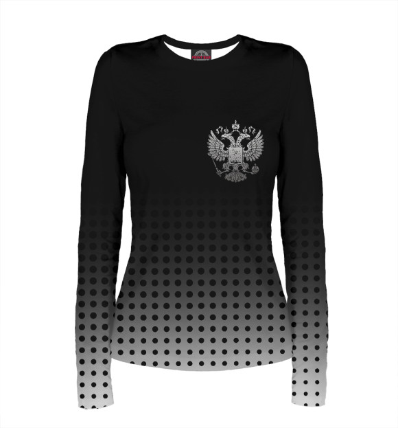 Женский лонгслив с изображением Герб России цвета Белый