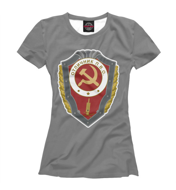 Женская футболка с изображением Отличник ПВО СССР цвета Белый