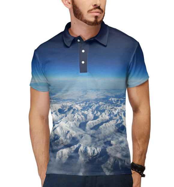 Мужское поло с изображением Панорама цвета Белый