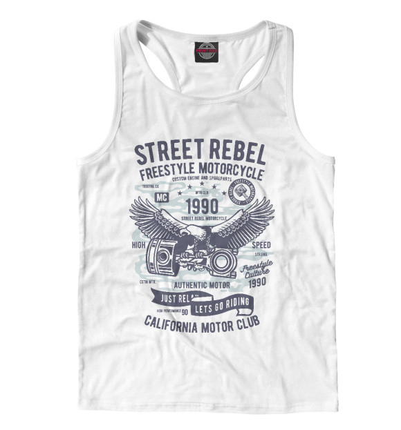 Мужская майка-борцовка с изображением California motor club цвета Белый