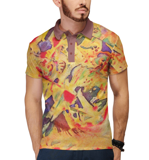 Мужское поло с изображением Стиль Кандинского цвета Белый