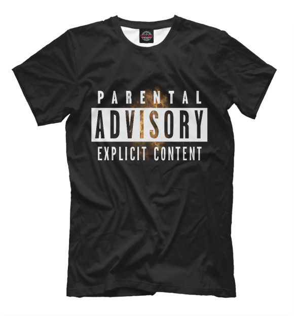 Мужская футболка с изображением Parental Advisory цвета Черный