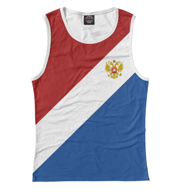 Женская майка с изображением Герб РФ цвета Белый