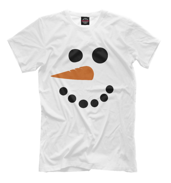 Мужская футболка с изображением Снеговик минимализм цвета Молочно-белый
