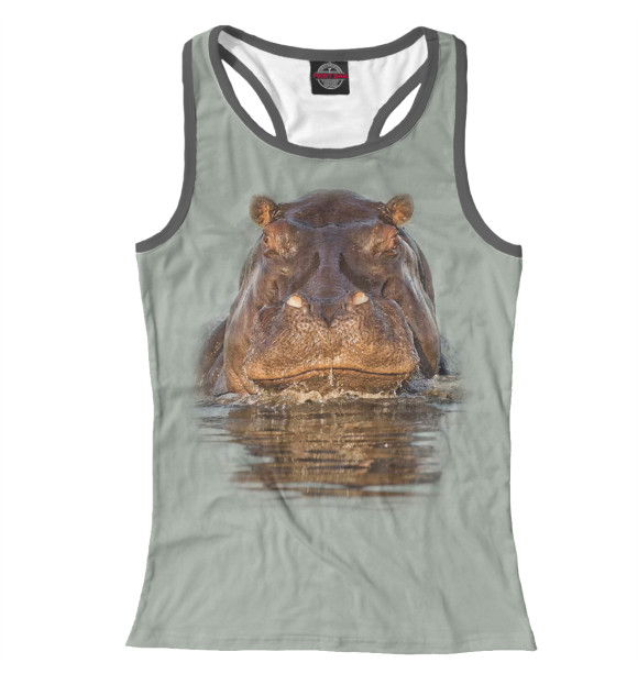 Женская майка-борцовка с притом Бегемот цвета Белый Женская майка-борцовка с изображением Бегемот цвета Белый