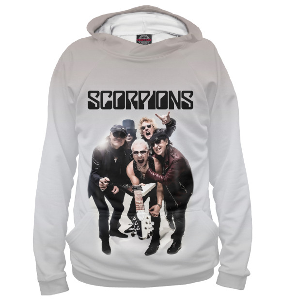 Женское худи с изображением Scorpions цвета Белый