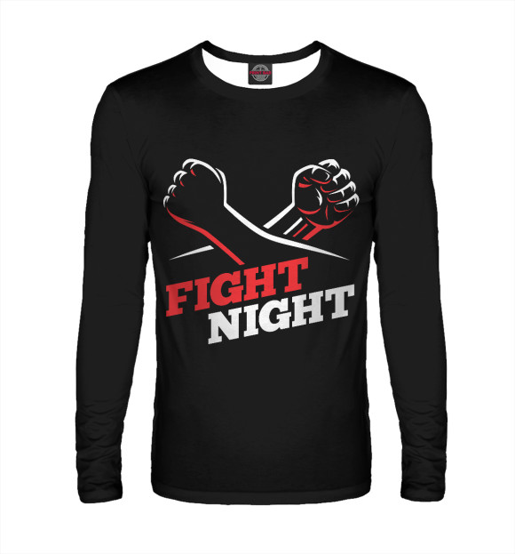 Мужской лонгслив с изображением Fight night цвета Белый