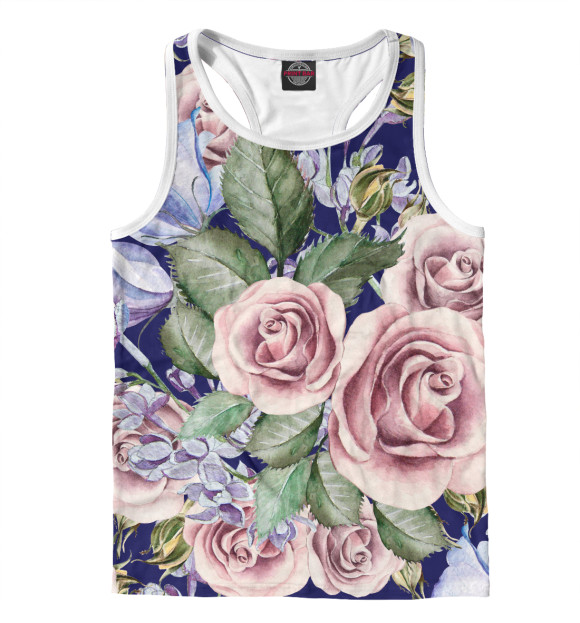 Мужская майка-борцовка с изображением Розы в саду цвета Белый