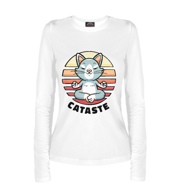 Женский лонгслив с изображением Namaste цвета Белый