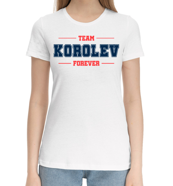 Женская хлопковая футболка с изображением Team Korolev цвета Белый