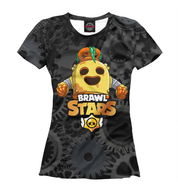 Женская футболка с изображением Brawl Stars Spike robot цвета Белый