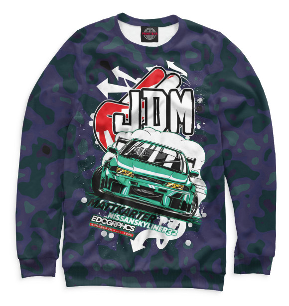 Мужской свитшот с изображением JDM цвета Белый