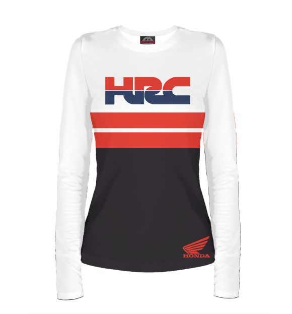 Женский лонгслив с изображением HRC Honda цвета Белый