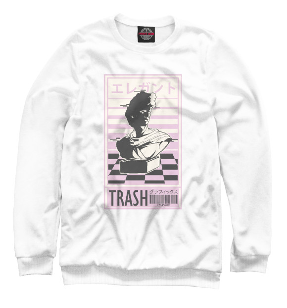 Свитшот для девочек с изображением Vaporwave trash цвета Белый