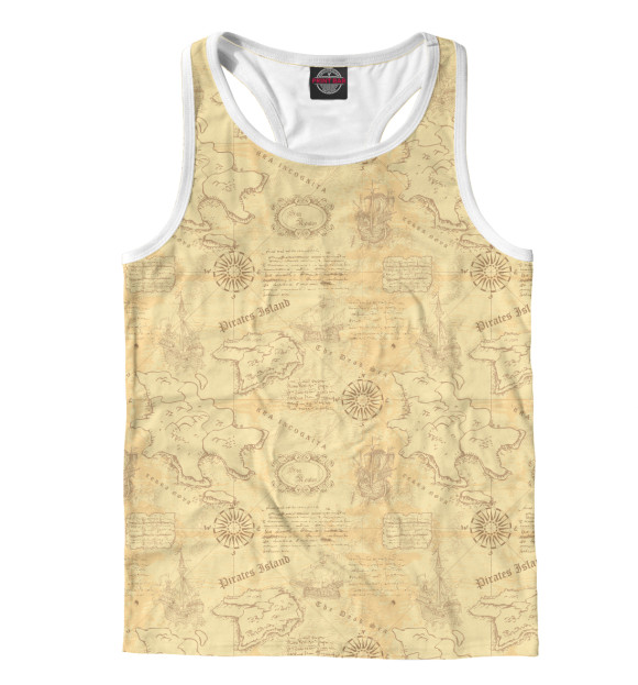 Мужская майка-борцовка с изображением Карта цвета Белый