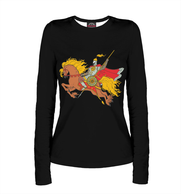 Женский лонгслив с изображением Богатырь цвета Белый