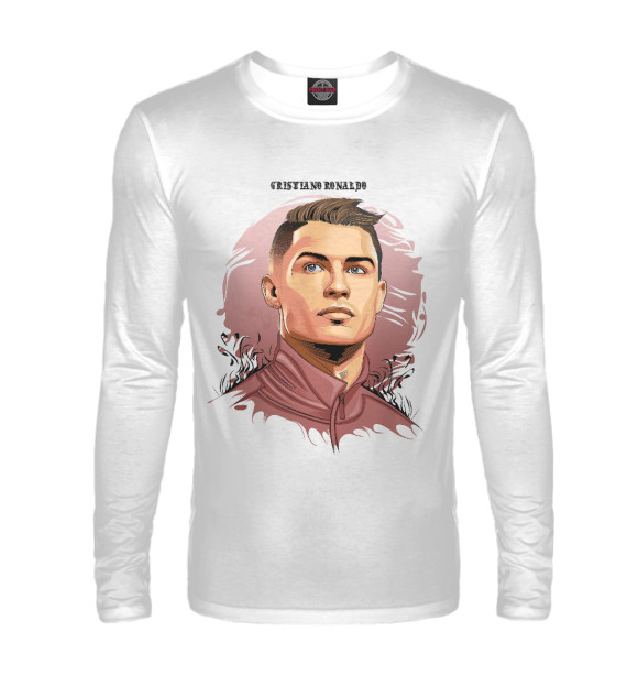 Мужской лонгслив с изображением Cristiano Ronaldo цвета Белый