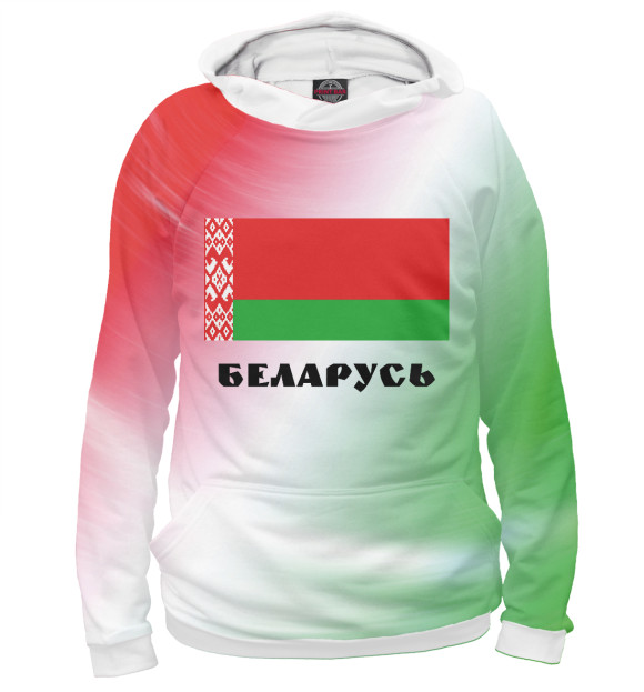Мужское худи с изображением Беларусь цвета Белый