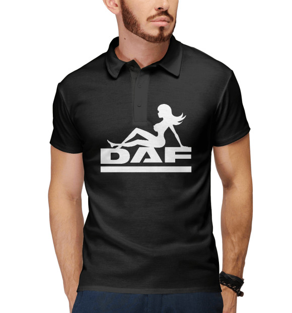 Мужское поло с изображением DAF цвета Белый