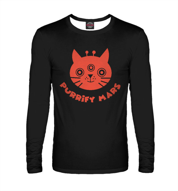 Мужской лонгслив с изображением Purrify Mars цвета Белый