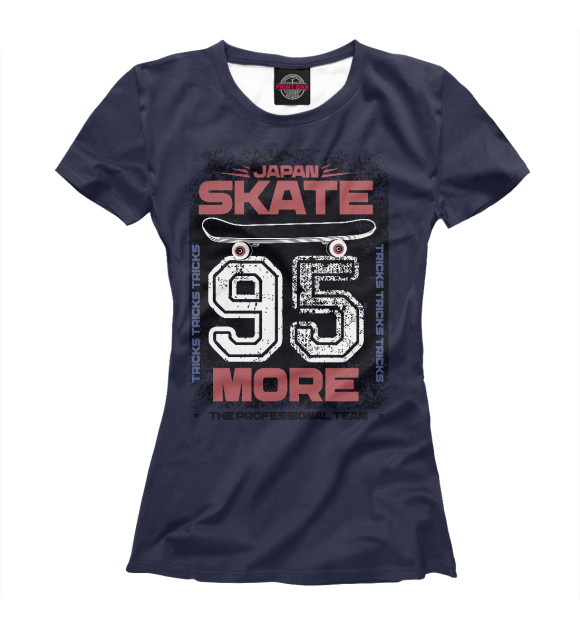 Женская футболка с изображением Japan skate 95 цвета Белый